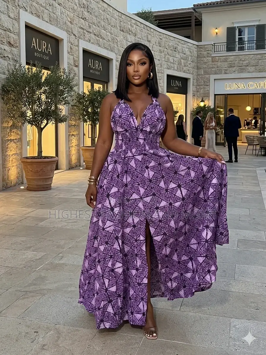 Ankara Backless Dress - Style 512