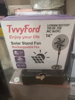 Tvvyford 16" Lithium Rechargeable Battery Solar Standing Fan