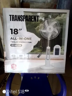 Transparent 18" Rechargeable Stand Fan White Colour