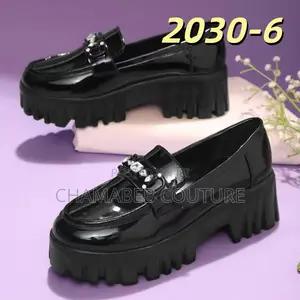 Women’S Black Patent Chunky Platform Loafers