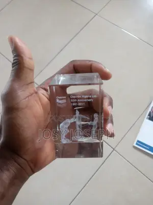 Chevron Nigeria 50th Anniversary Commemorative Crystal Paperweight.