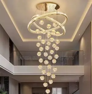 Light Luxury Crystal Stair Chandelier Villa High Ceiling Living Room