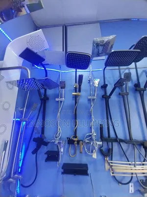 Gold and Black Standing Shower