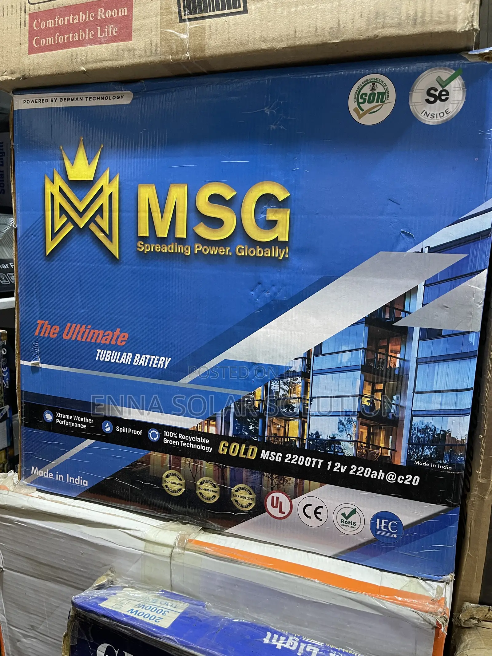 220ah 12v MSG Tubular Battery