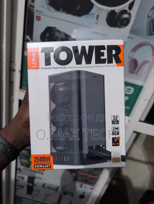 Ldnio 2500w Uk Tower Extension Power Socket 1pd 30w+1qc3.0+2