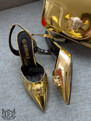 *Versace Heeled Sandals Golden Set* *Shoes: And Bag