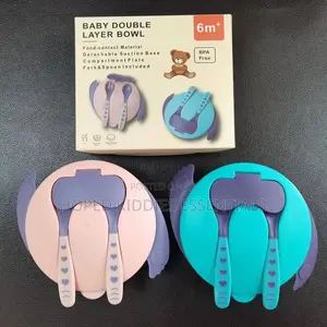 Silicon Children Eat Bowl With Spoon