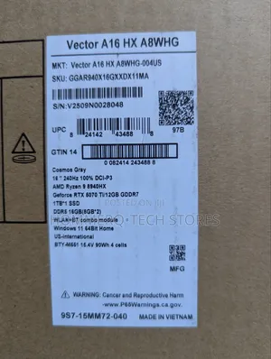 New Laptop MSI Vector 16 HX AI A2XWIG 16GB AMD Ryzen 9 SSD 1T