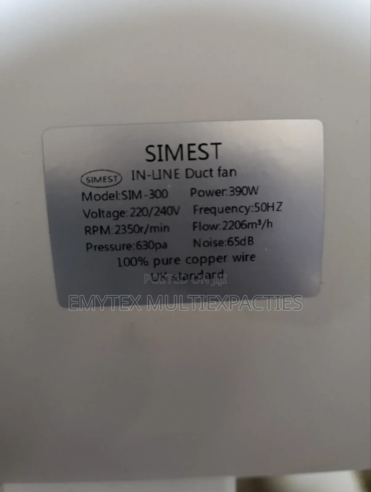 Inline Duct Fan Sim -300