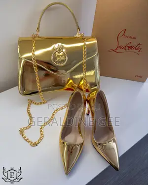 *Golden Christian Louboutin Stiletto* *Shoes: *Bag: