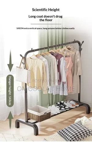 30 Kg Metal Clothing Rack With Shoe Base Accessory Hooks