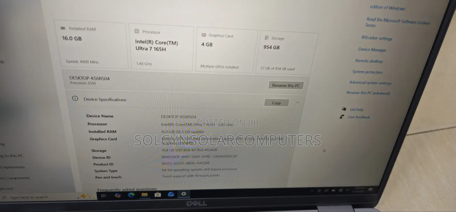 Laptop Dell Precision 3541 16GB Intel Core Ultra 7 SSD 1T