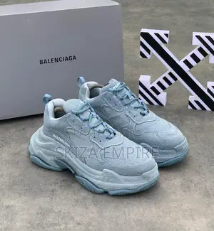 Blue Balenciaga Triple S Denim Sneakers