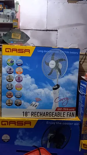 Qasa 18 Inches Curvy Rechargeable Fan.