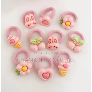 10 Pcs Strawberry Hair Ties | Kids Pink Bow Bands
