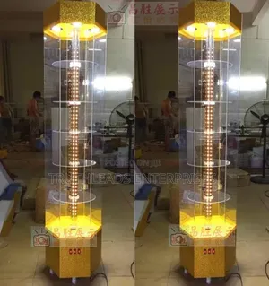 Adjustable Rotating Display Showcase With Middle And Top Light