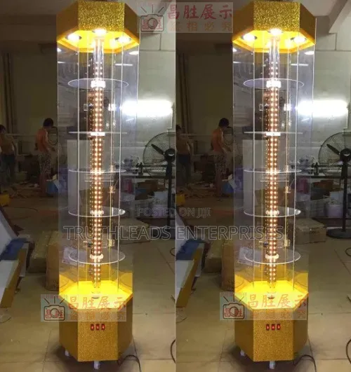 Adjustable Rotating Display Showcase With Middle And Top Light