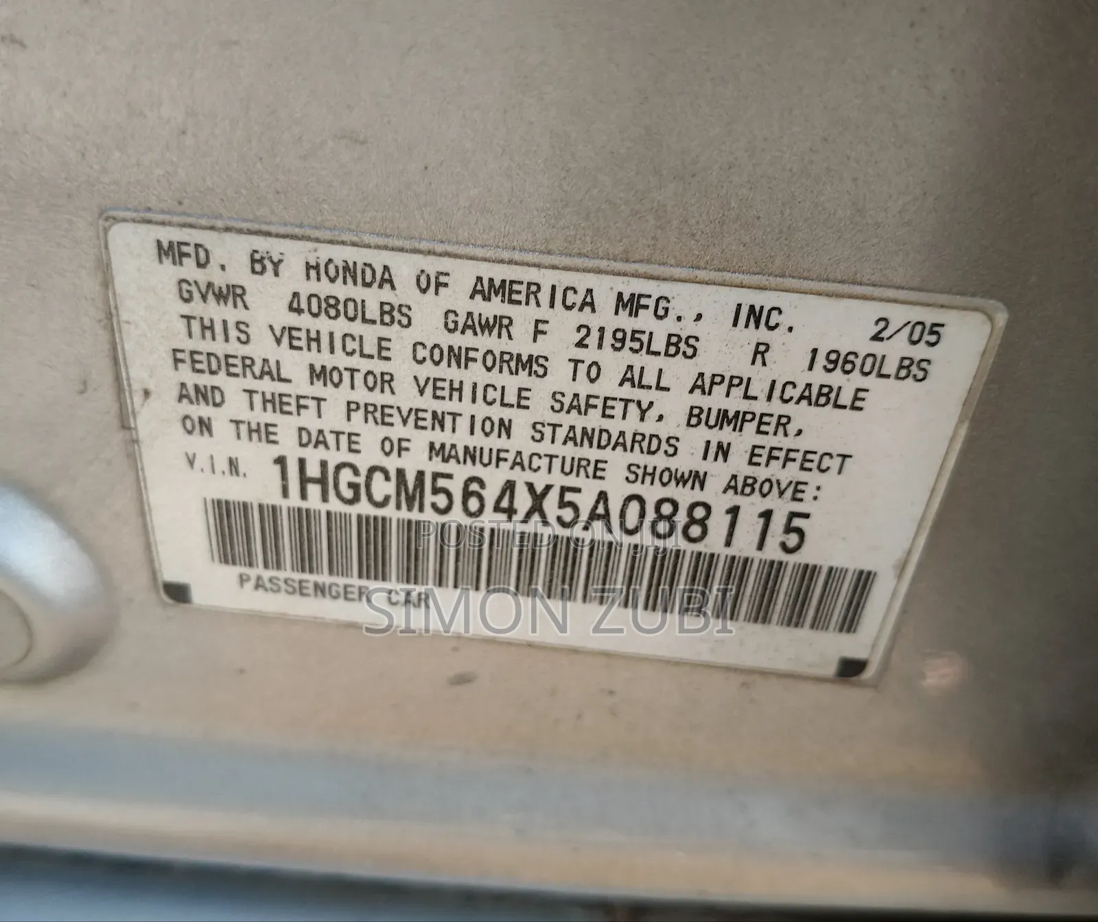 Honda Accord 2005 Silver