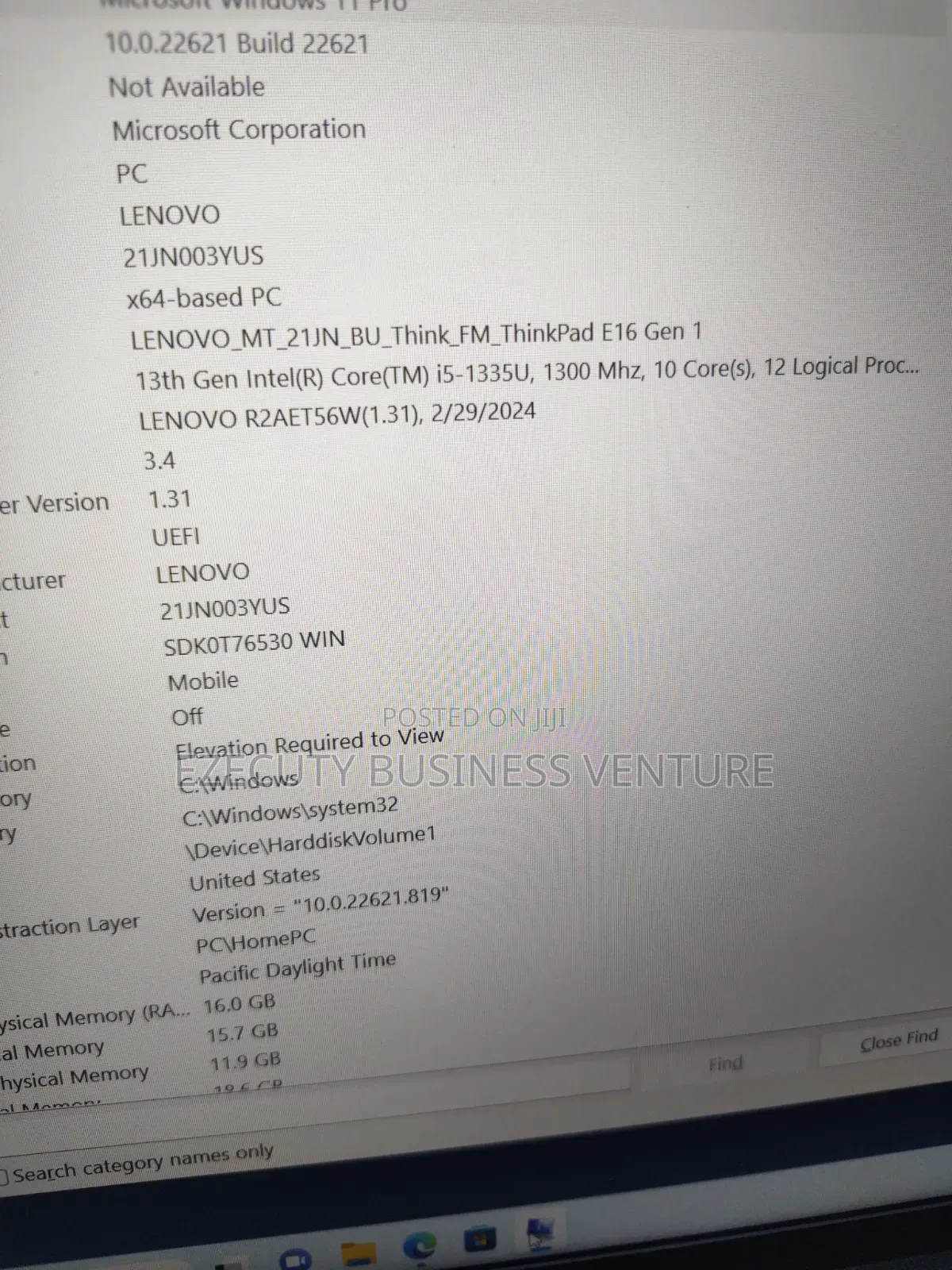 Laptop Lenovo Thinkpad E16 G1 16GB Intel Core i5 SSD 512GB