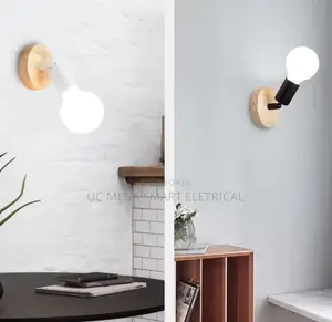 Retro E27 Wall Lamp Wrought Iron Wooden Modern Minimalist Lighting