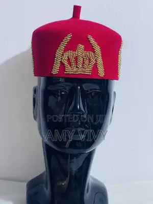 Luxury Red Traditional Cap For Men