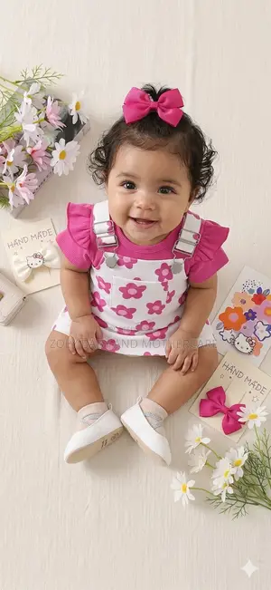 Baby Girl 2pcs Dungarees, Hair Clip and Shoe
