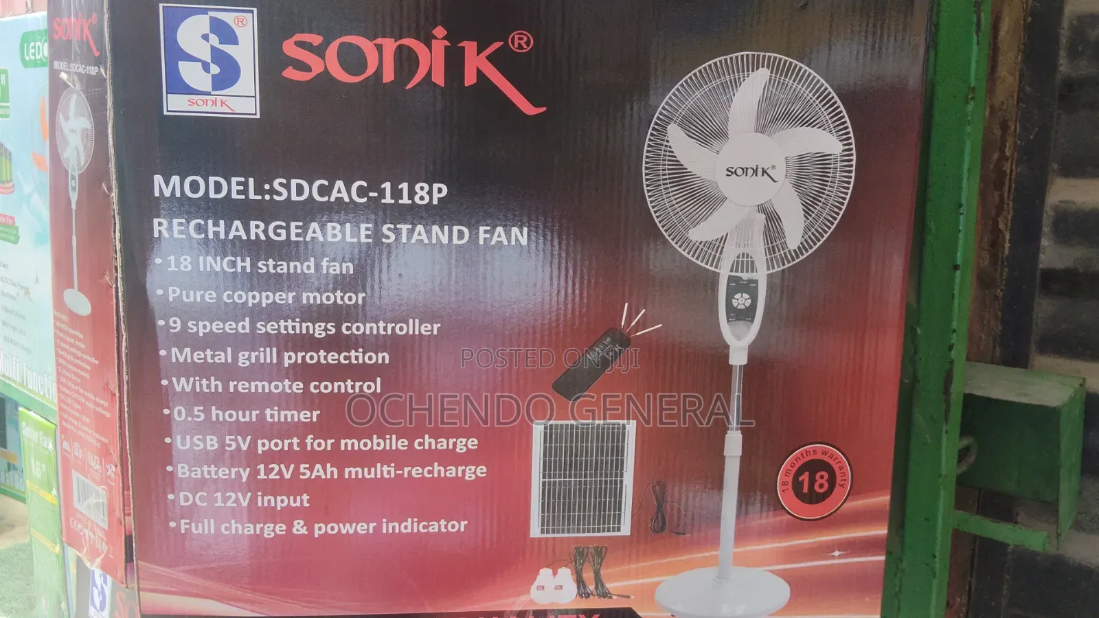 Sonic Solas Fans With Bluetooth and Usb Charging Points.
