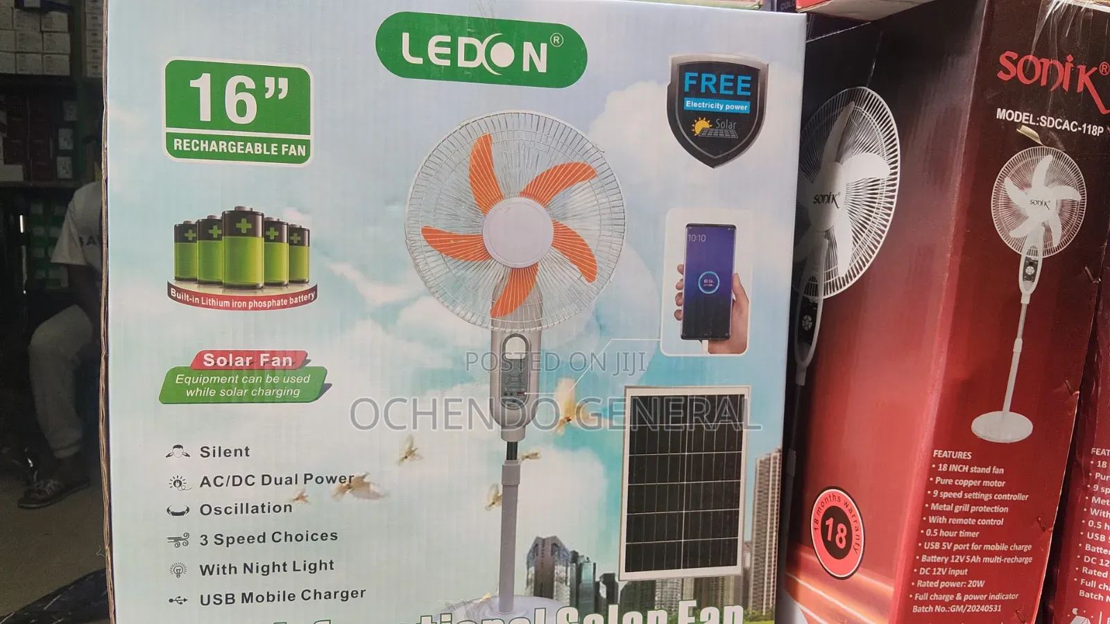 16inch Ledon Solar Fan. 12 Hours Long Lasting
