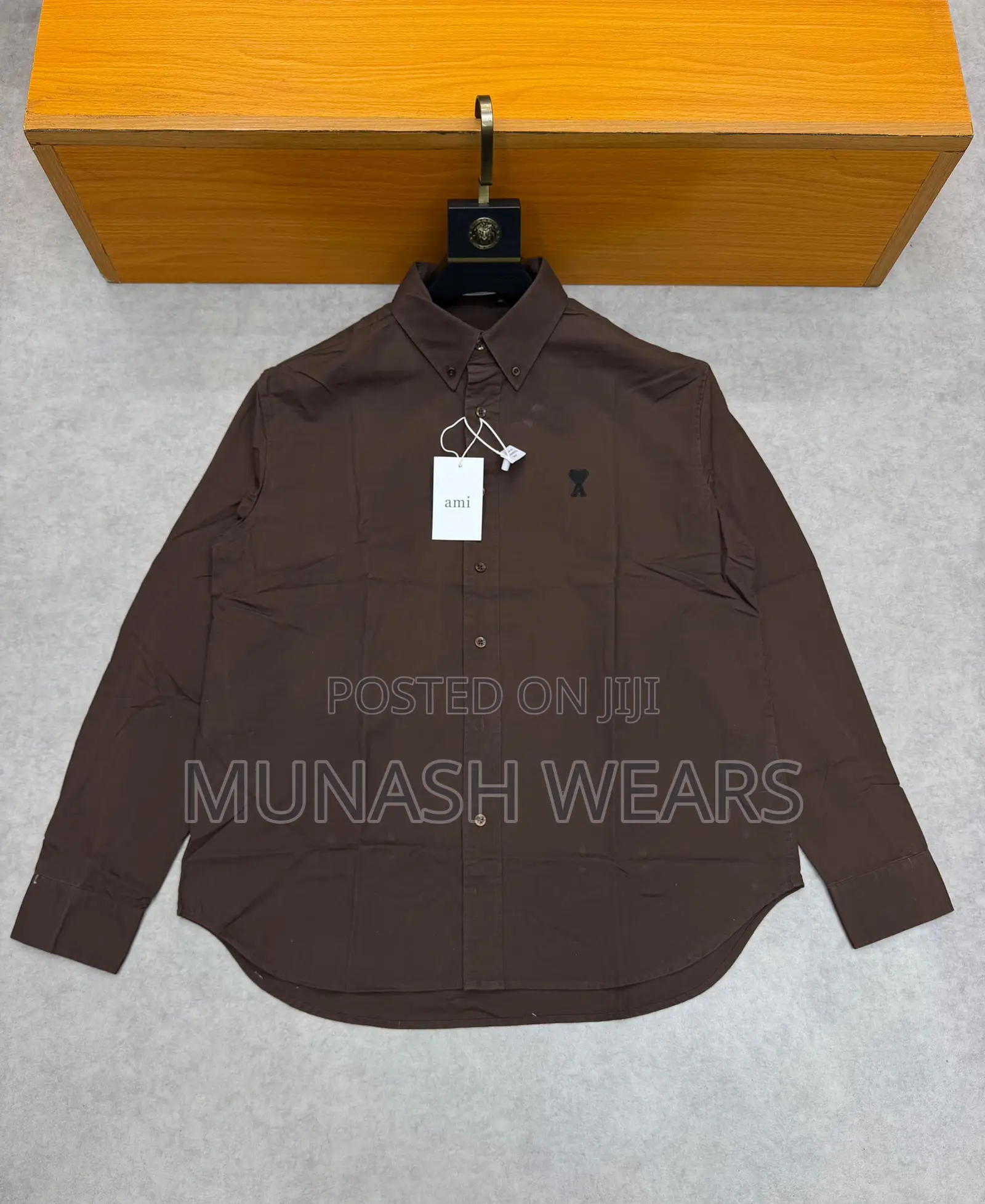 Ami Brown and White Casual Shirt