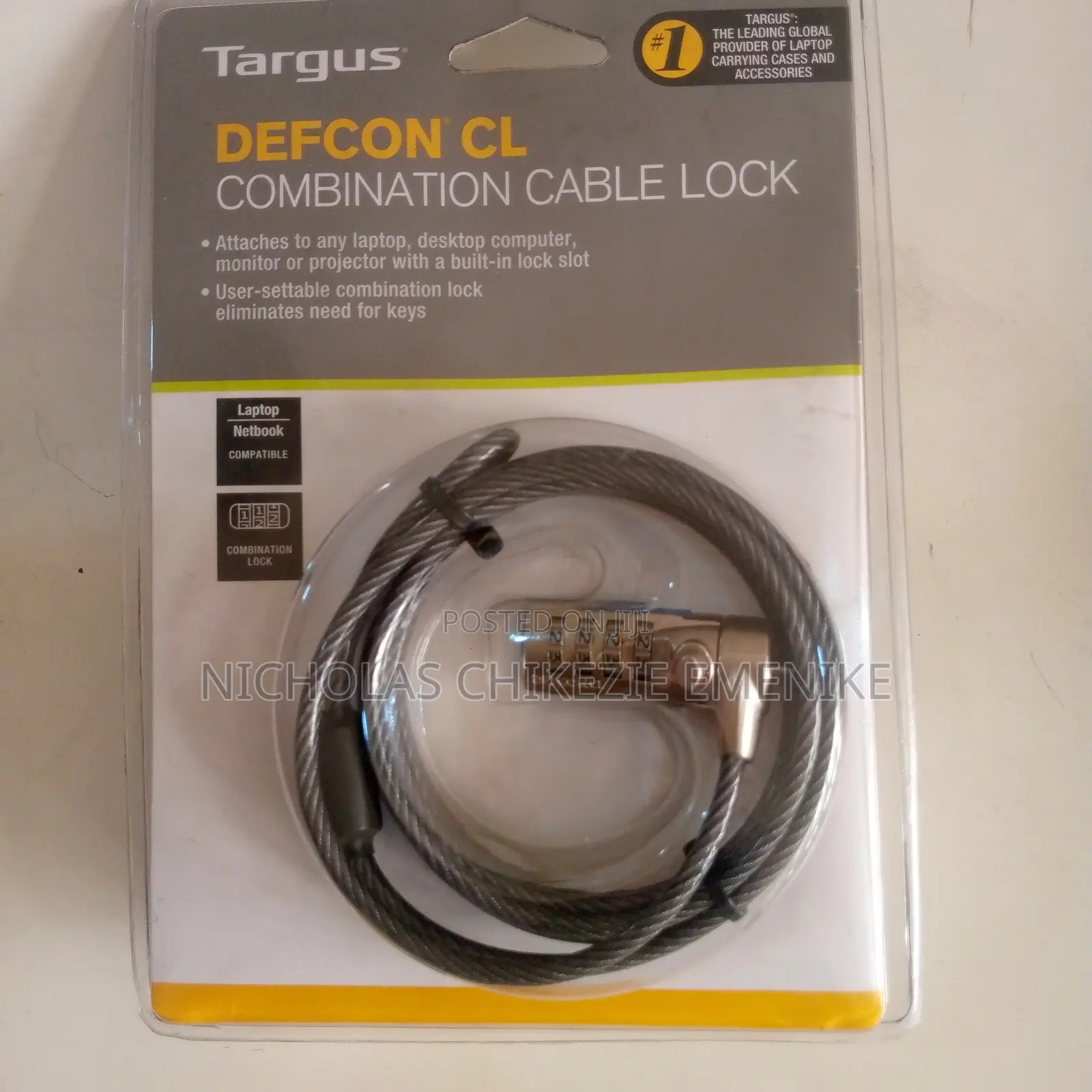 Targus Defcon T-Lock Resettable Combination Cable Lock