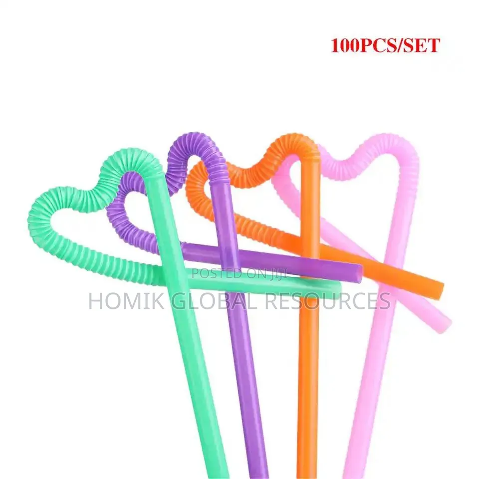 100pcs Colourful Disposable Bendable Drinking Mengte Straws
