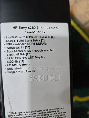 New Laptop HP Envy 14 8GB Intel Core i5 SSD 512GB