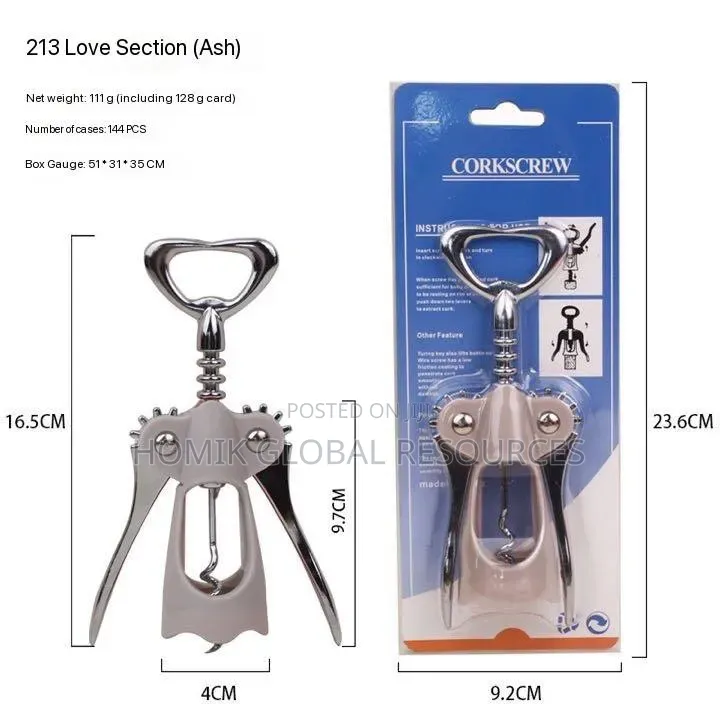 1pc High Quality Stainless Steel Premium Wing Corkscrew