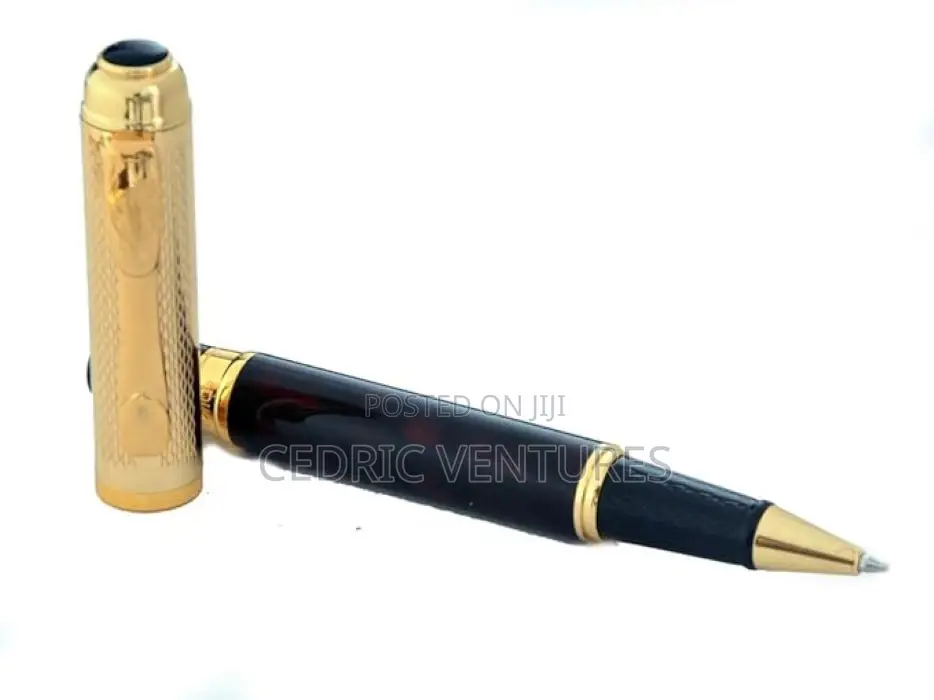 Luxury Rollerball Pen Marron Marble Body Gold Mesh Cap