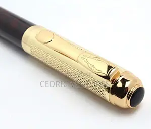 Luxury Rollerball Pen Marron Marble Body Gold Mesh Cap