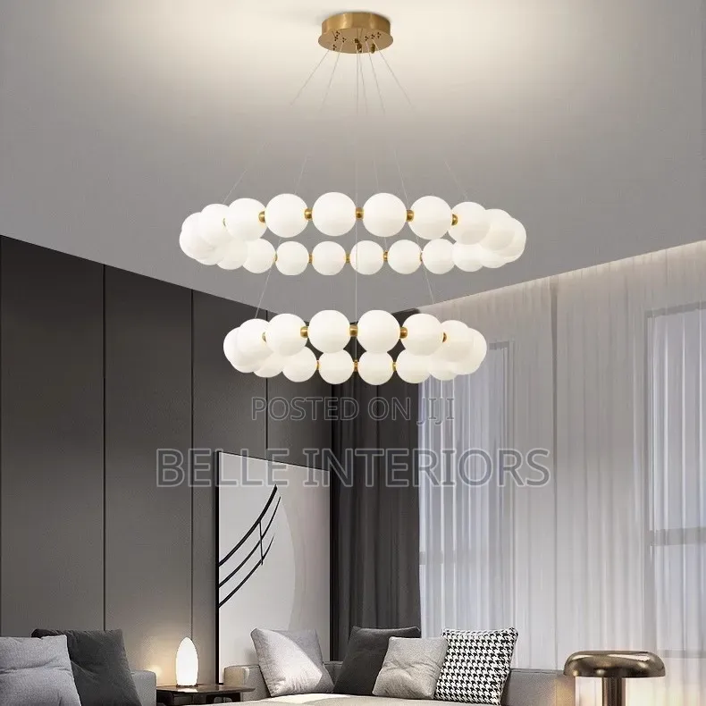 Acrylic Ball Pearl Ring Led Dimmable Pendant Dining Room