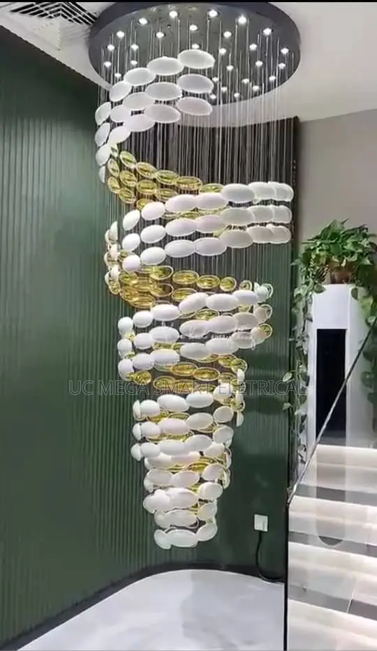 Large Staircase Hanging Chandeliers Lighting Gold for High Ceilings