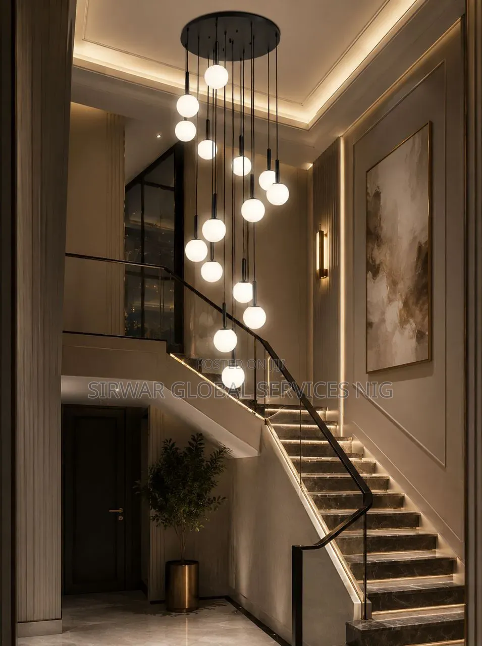 15 Drop Staircase Light Black Body