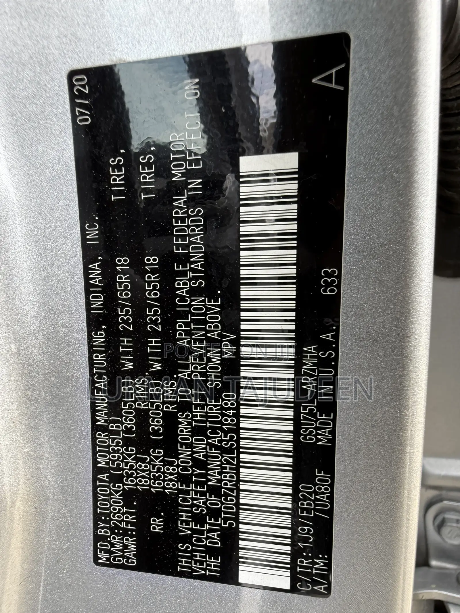 Toyota Highlander 2020 Silver