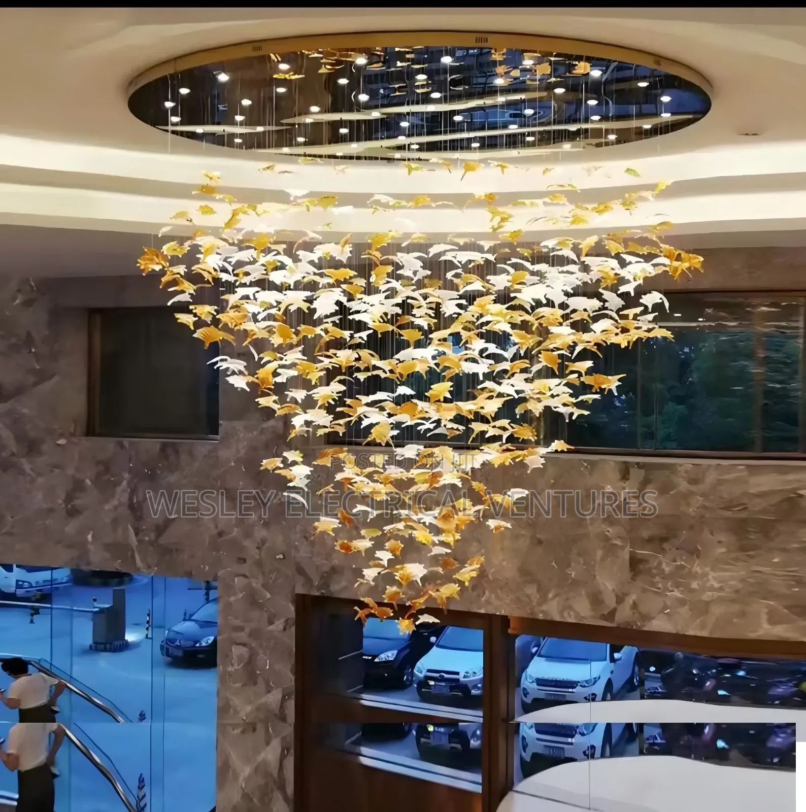 800mm Size Leaf Shape Crystal Chandelier Light