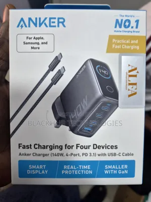 Anker 140w Fast Charging 4 Devices, 4-Ports, Pd 3.1 With Usb-C Cable