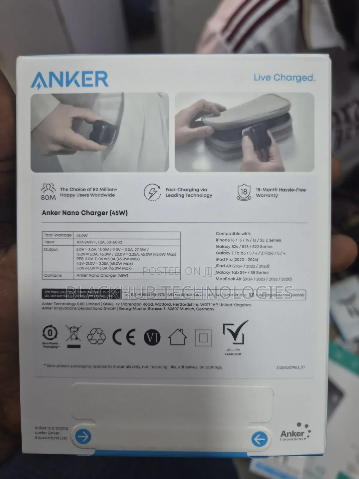 Anker Nano Compact 45w Usb-C Fast Charger,Foldable Plugs,Active Shield