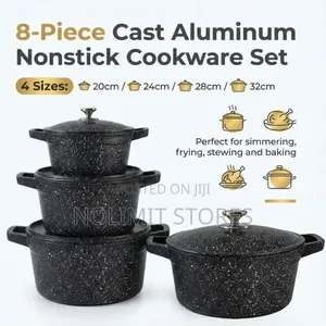 Brocook 8 Piece Cast Non Stick Cookware Set With Lids 20,24,28,32cm