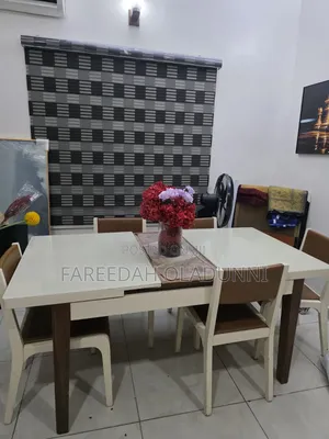 6 Seater Brown and Cream Dining Table