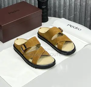 Pedro Men’S Brown Cross Strap Slides | Luxury Comfort Sandal Size40-46