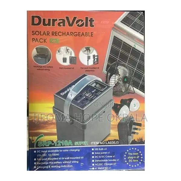Duravolt 5 in 1 Solar Rechargeable Pack- Lithium Type