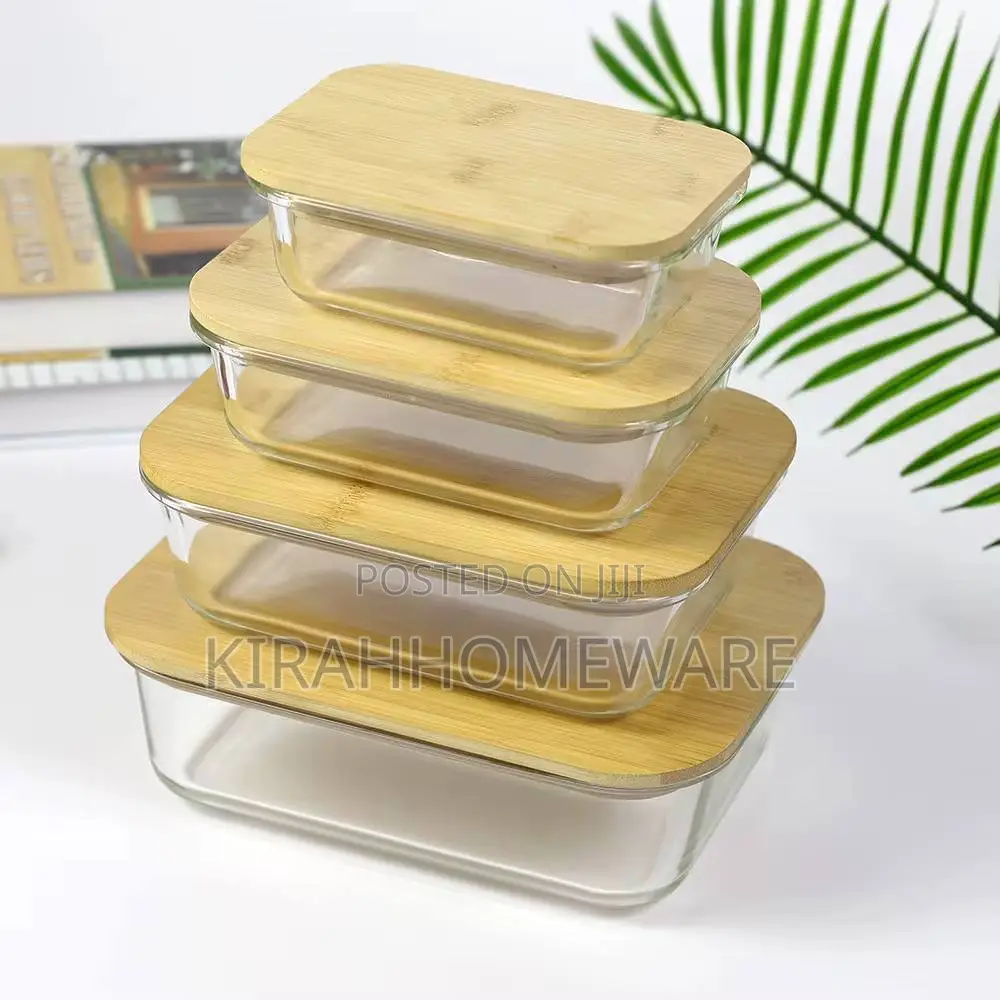 4in1 Lock Fresh Glass Bowl With Bamboo Lid