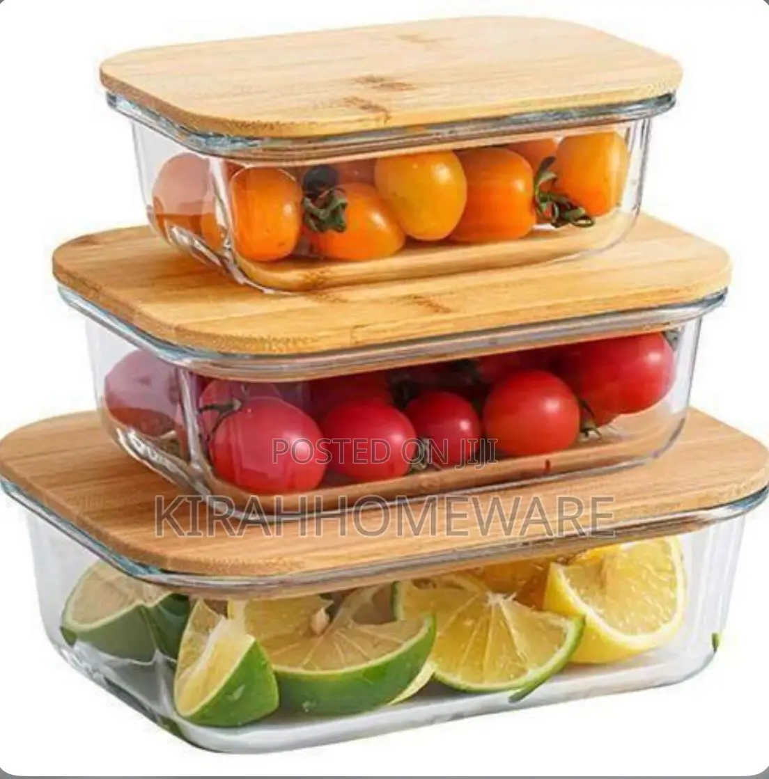 4in1 Lock Fresh Glass Bowl With Bamboo Lid