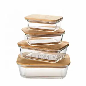 4in1 Lock Fresh Glass Bowl With Bamboo Lid
