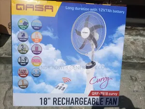 Qasa 18"Rechargeable White Fan